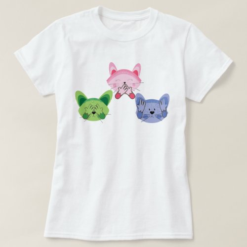 See No Evil Hear Speak No evil Cats Joke Pun T_Shirt