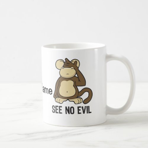 See No Evil Monkeys _ Personalize Coffee Mug