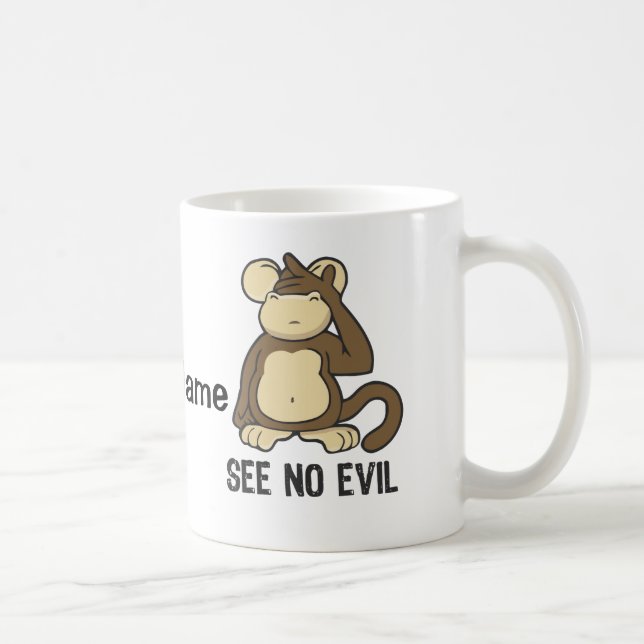 See No Evil Monkeys - Personalize Coffee Mug (Right)