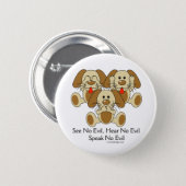 See No Evil Puppies Button (Front & Back)