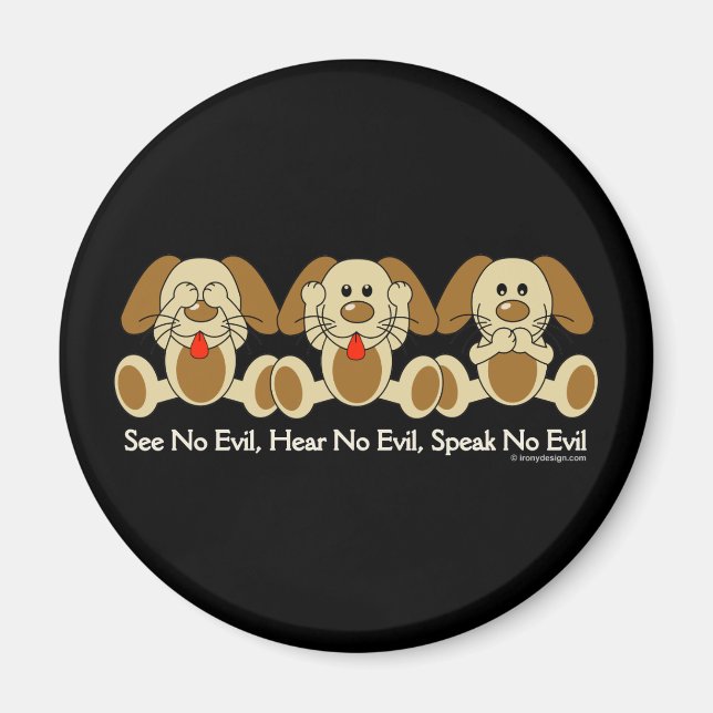 See No Evil Puppies Magnet (Front)