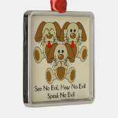 See No Evil Puppies Metal Ornament (Right)