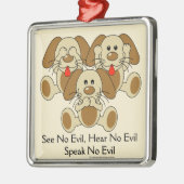 See No Evil Puppies Metal Ornament (Left)