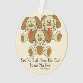 See No Evil Puppies Ornament (Front)