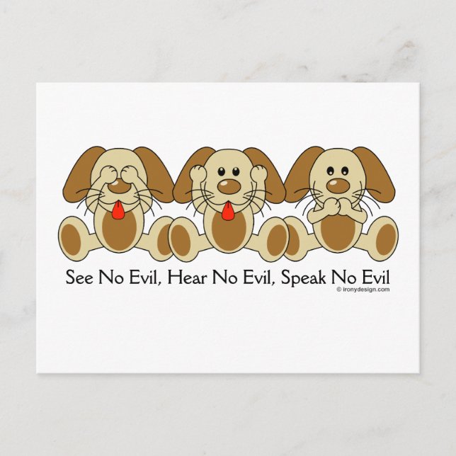 See No Evil Puppies Postcard (Front)