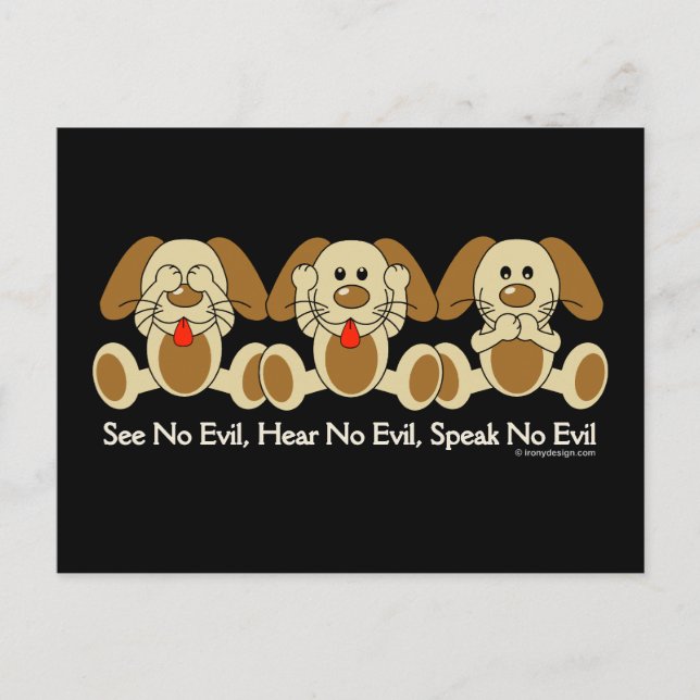 See No Evil Puppies Postcard (Front)