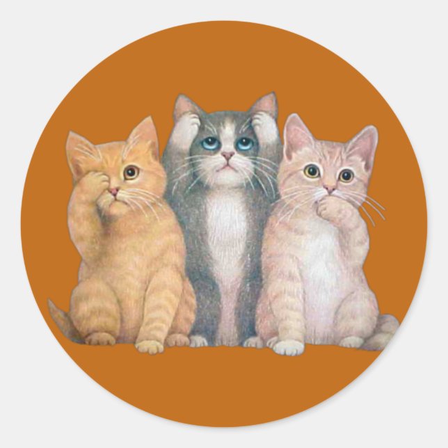 See No Hear No Speak No Evil Cats Sticker (Front)