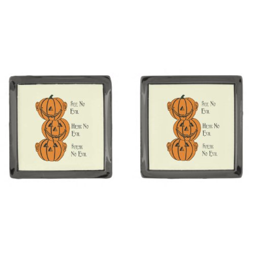 See No Hear No Speak No Evil Pumpkins Cufflinks