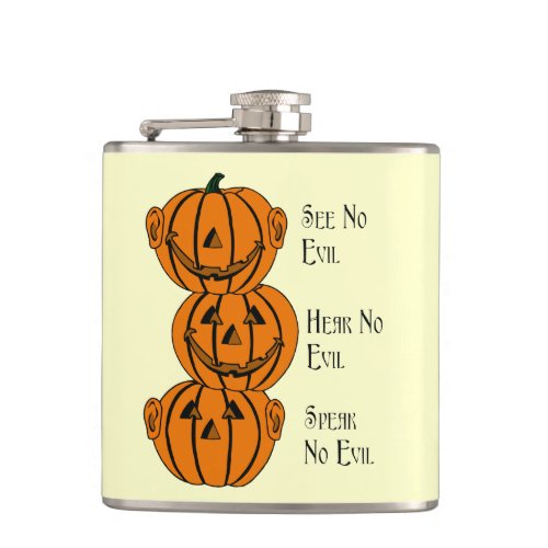 See No Hear No Speak No Evil Pumpkins Flask