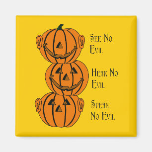 See No, Hear No, Speak No Evil Pumpkins Magnet