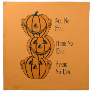 See No, Hear No, Speak No Evil Pumpkins Napkins