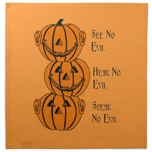 See No Hear No Speak No Evil Pumpkins Napkins