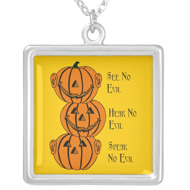 See No, Hear No, Speak No Evil Pumpkins Necklace (Front)