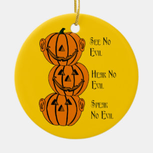 See No, Hear No, Speak No Evil Pumpkins Ornament