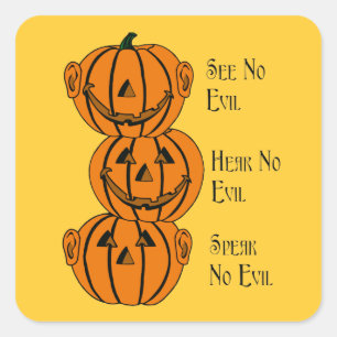 See No, Hear No, Speak No Evil Pumpkins Stickers
