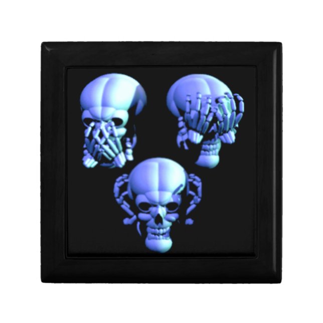 See No, Hear No, Speak No Evil Skulls Gift Box (Front)