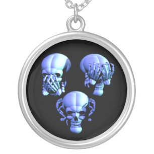 See No, Hear No, Speak No Evil Skulls Necklace