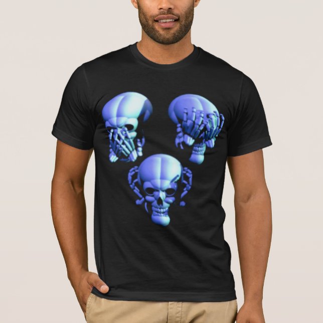 See No, Hear No, Speak No Evil Skulls Shirt (Front)
