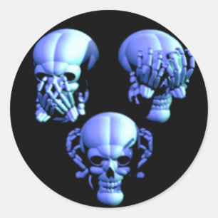 See No, Hear No, Speak No Evil Skulls Stickers