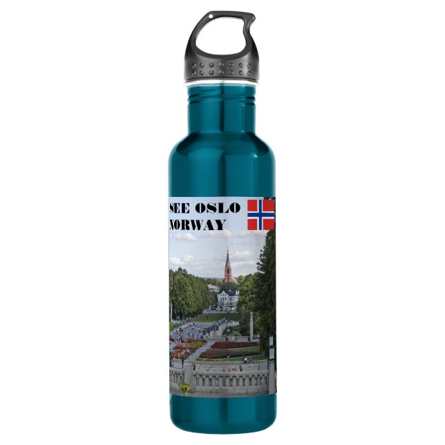 See Oslo Norway Vigeland travel souvenir Stainless Steel Water Bottle (Front)