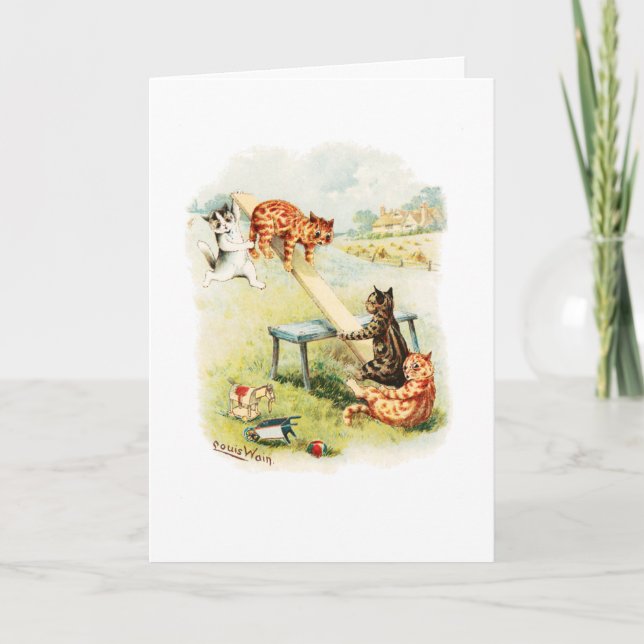 See-Saw Cats Louis Wain Blank Card (Front)