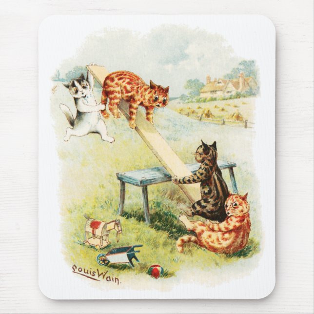 See Saw Cats Louis Wain Mouse Pad (Front)