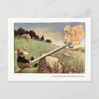 See Saw, Margery Daw Nursery Rhyme Postcard