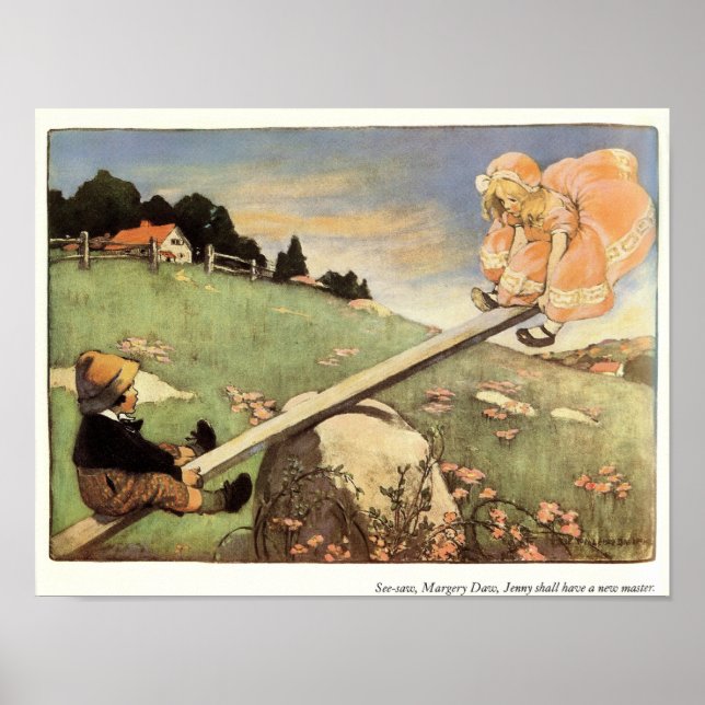 See Saw, Margery Daw Nursery Rhyme Print (Front)