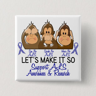 See Speak Hear No ALS 2 Pinback Button