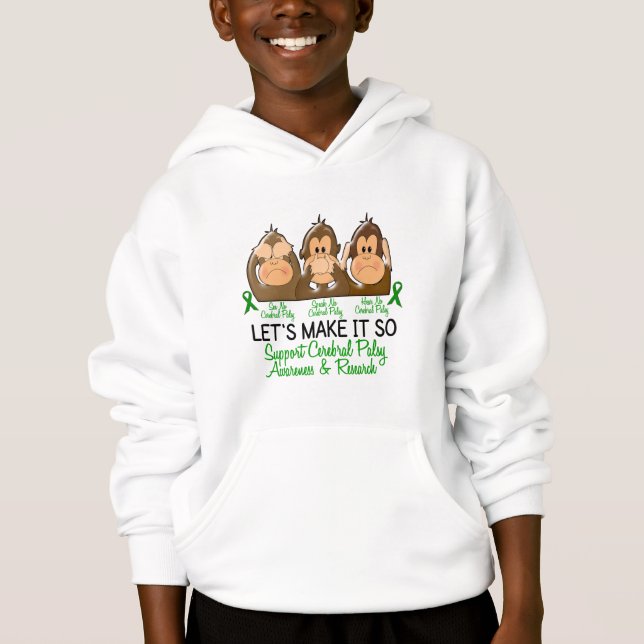 See Speak Hear No Cerebral Palsy 2 Hoodie (Front)