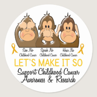 See Speak Hear No Childhood Cancer 2 Classic Round Sticker