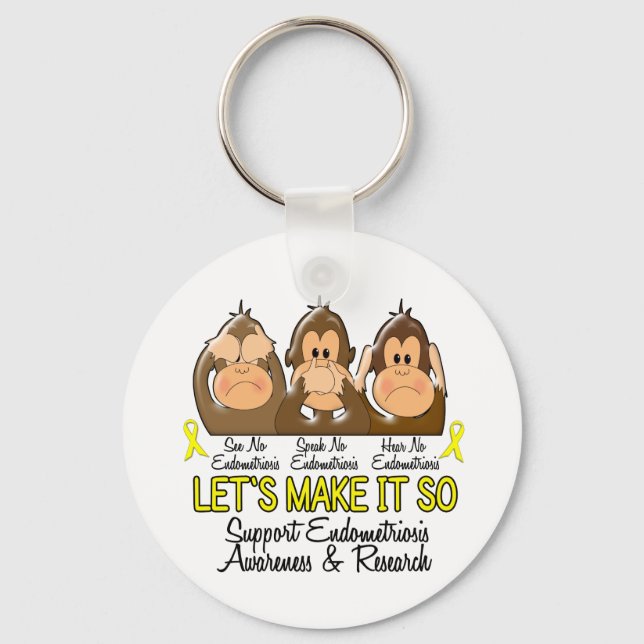 See Speak Hear No Endometriosis 2 Keychain (Front)