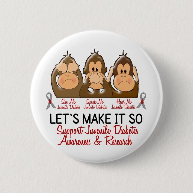 See Speak Hear No Juvenile Diabetes 2 Button (Front)