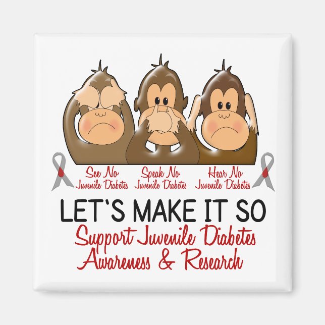 See Speak Hear No Juvenile Diabetes 2 Magnet (Front)