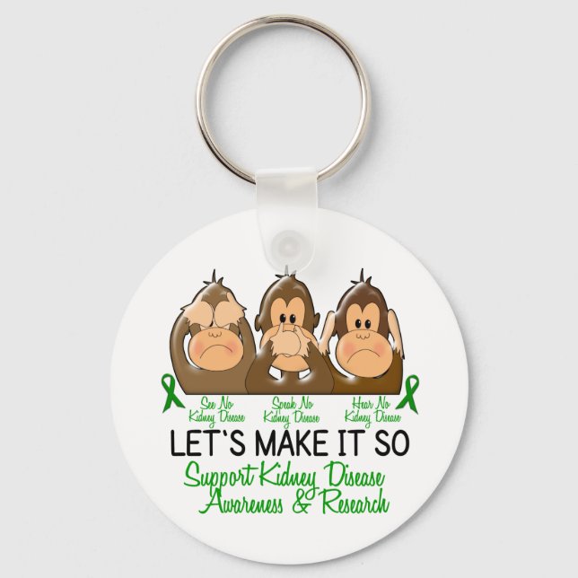 See Speak Hear No Kidney Disease 2 Keychain (Front)