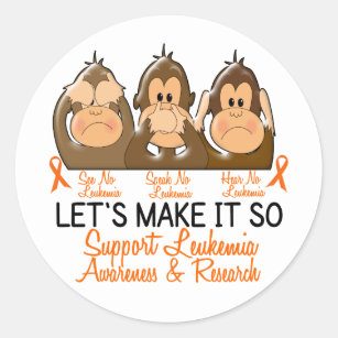See Speak Hear No Leukemia 2 Classic Round Sticker