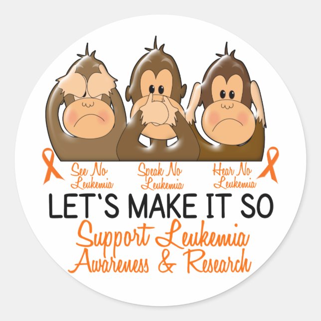 See Speak Hear No Leukemia 2 Classic Round Sticker (Front)