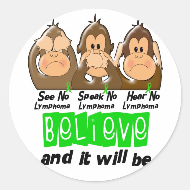 See Speak Hear No Non-Hodgkins Lymphoma 3 Classic Round Sticker (Front)