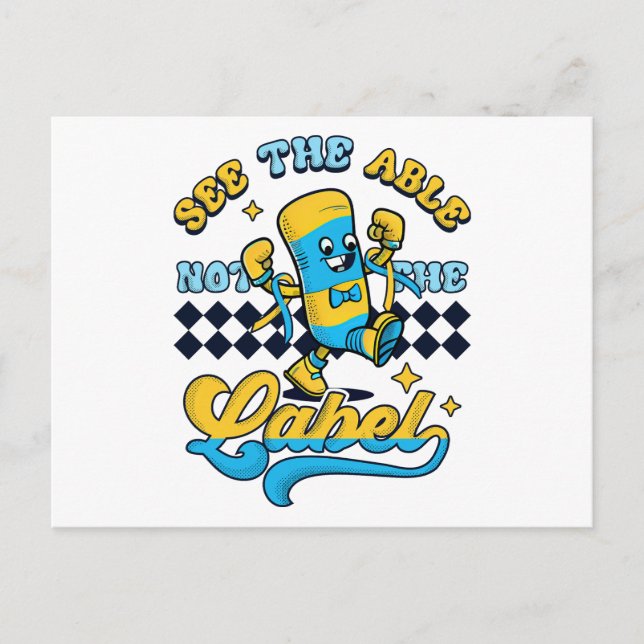 see the able not label down syndrome awareness postcard (Front)