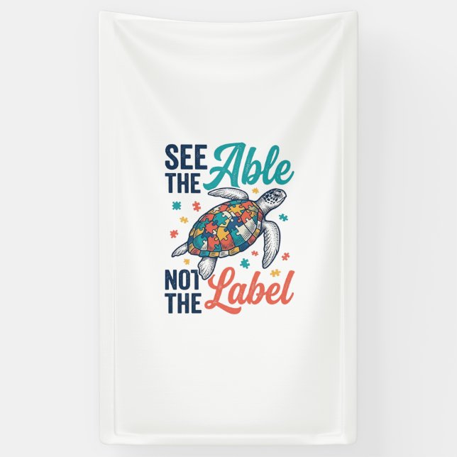 See the Able Turtle Puzzle Awareness Shirt Design_ Banner (Vertical)