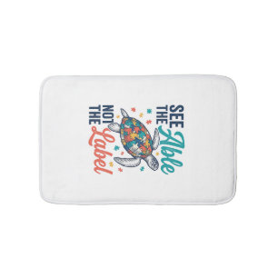 See the Able Turtle Puzzle Awareness Shirt Design_ Bath Mat