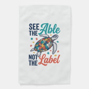 See the Able Turtle Puzzle Awareness Shirt Design_ Garden Flag