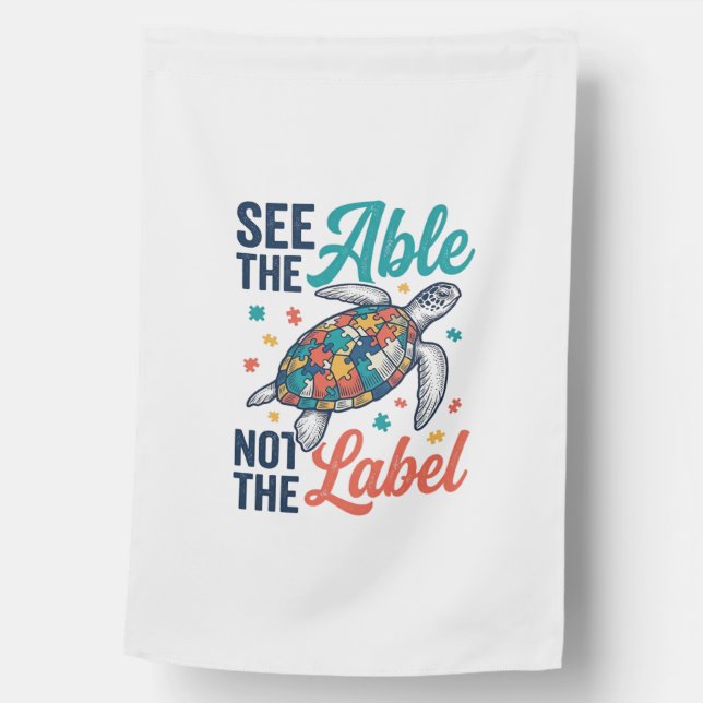 See the Able Turtle Puzzle Awareness Shirt Design_ House Flag (Front)