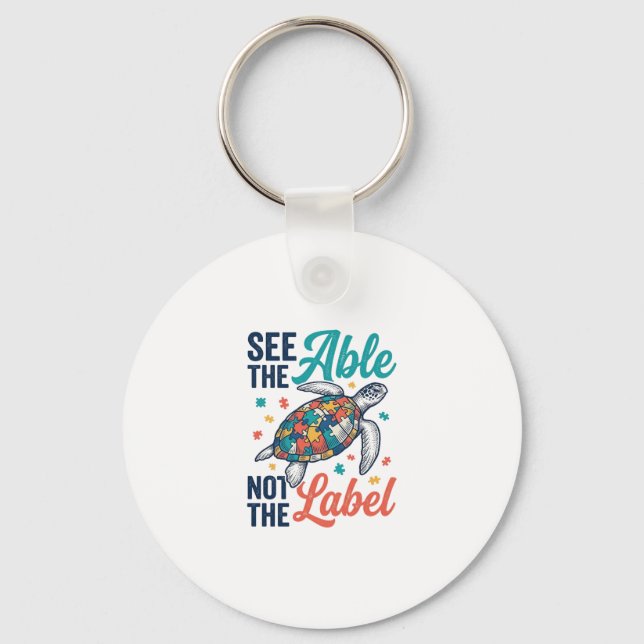 See the Able Turtle Puzzle Awareness Shirt Design_ Keychain (Front)