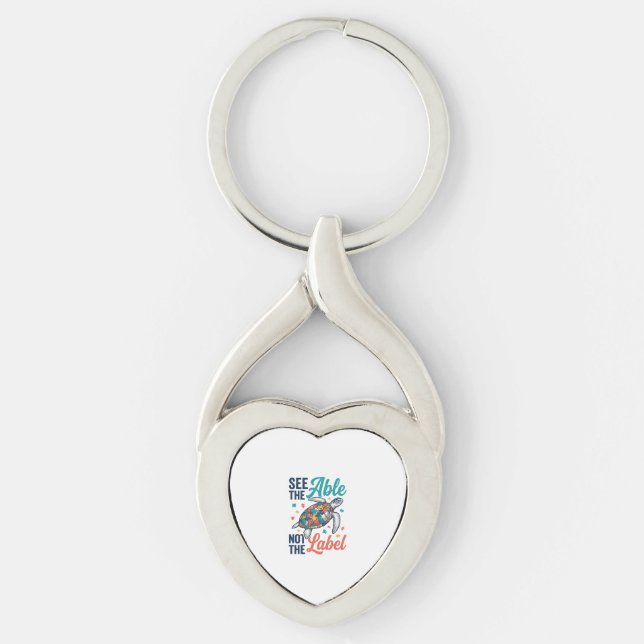 See the Able Turtle Puzzle Awareness Shirt Design_ Keychain (Front)