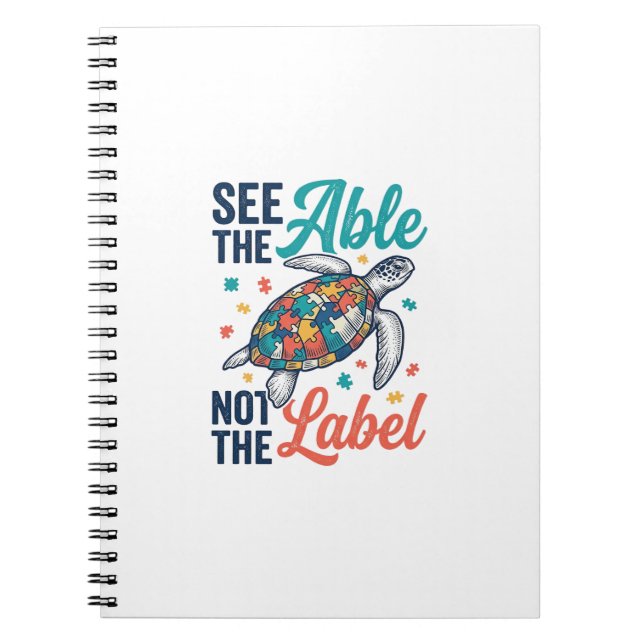 See the Able Turtle Puzzle Awareness Shirt Design_ Notebook (Front)