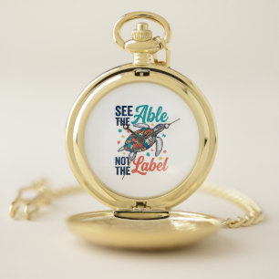 See the Able Turtle Puzzle Awareness Shirt Design_ Pocket Watch
