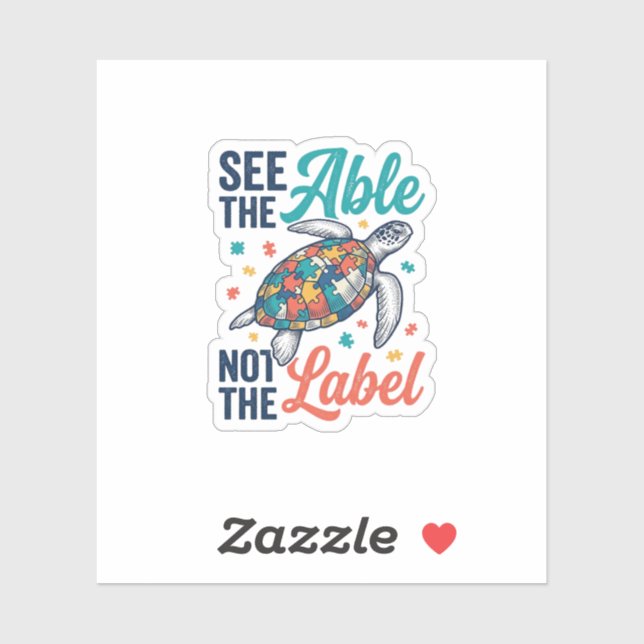 See the Able Turtle Puzzle Awareness Shirt Design_ Sticker (Sheet)