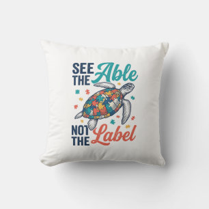 See the Able Turtle Puzzle Awareness Shirt Design_ Throw Pillow