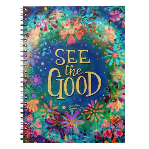 See the Good Floral Pretty Blue Inspirivity Notebook